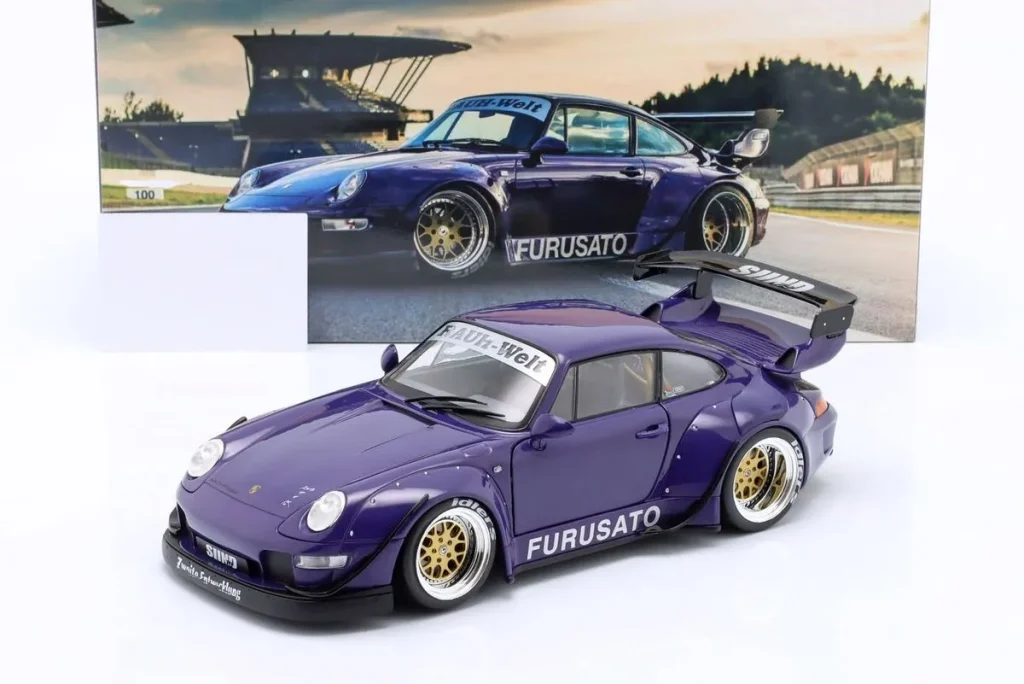 โมเดลรถ 1:18 Porsche 911 (993) RWB Rauh-Welt “Furusato” สีม่วง WERK83 W1807001
