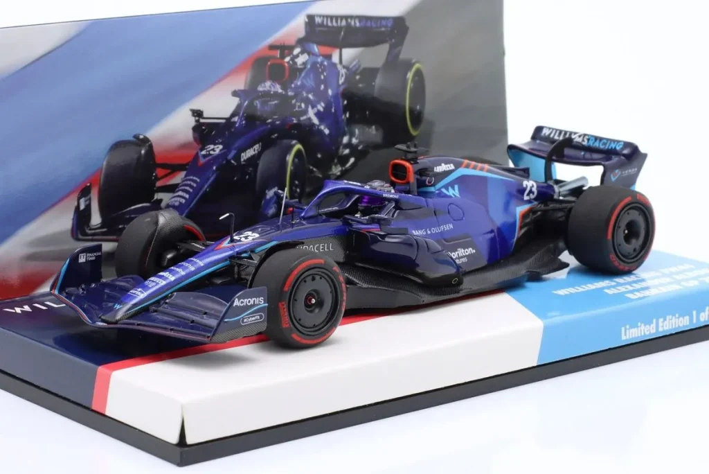 โมเดลรถ 1:43 Williams FW44 #23 Alexander Albon ฟอร์มูล่าวัน ปี 2022 Minichamps 447220123