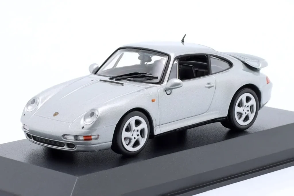 Model 1:43 Porsche 911 Turbo S (993) year 1995 metallic silver Minichamps