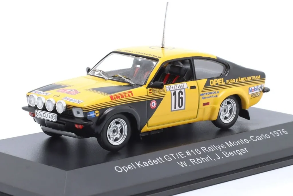 โมเดลรถ 1:43 Opel Kadett GT/E 16V #16 Walter Röhrl, Jochen Berger อันดับ 4 แรลลี่ Monte Carlo ปี 1976 CMR