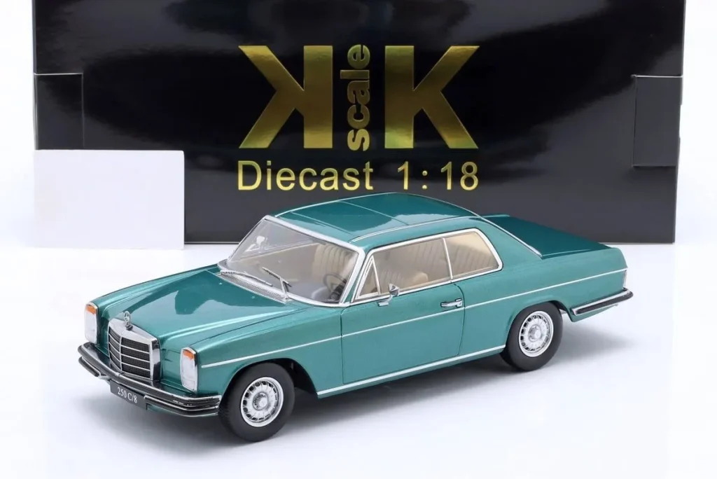 โมเดลรถ 1:18 Mercedes-Benz 280C/8 Coupé ปี 1969 สีเขียวเมทัลลิก KK-Scale