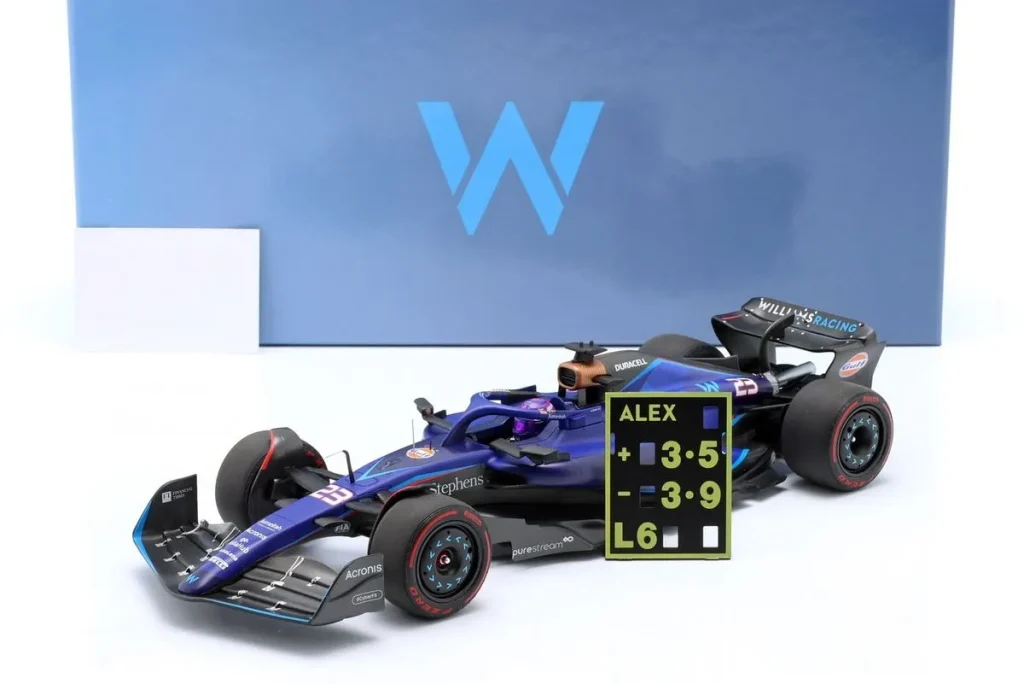 โมเดลรถ 1:18 Williams FW45 #23 Alexander Albon ฟอร์มูล่าวัน ปี 2023 Minichamps 147230123