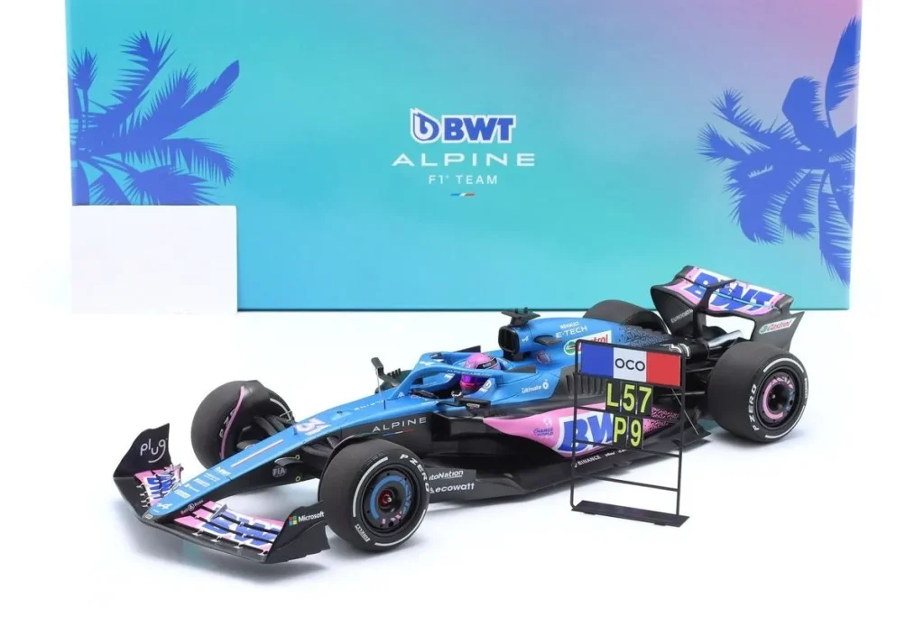 โมเดลรถ 1:18 Alpine A523 #31 Esteban Ocon อันดับ 9 Miami GP ฟอร์มูล่าวัน ปี 2023 Minichamps