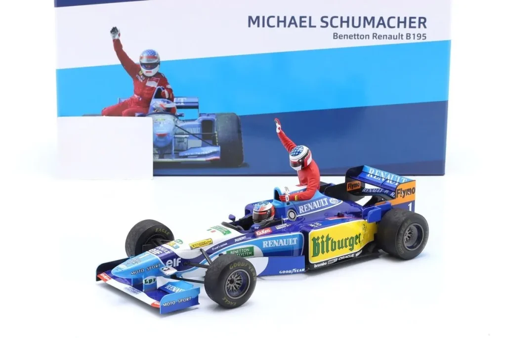 โมเดลรถ 1:18 Benetton B195 #1 Michael Schumacher / with Jean Alesi Ride ฟอร์มูล่าวัน ปี 1995 Minichamps