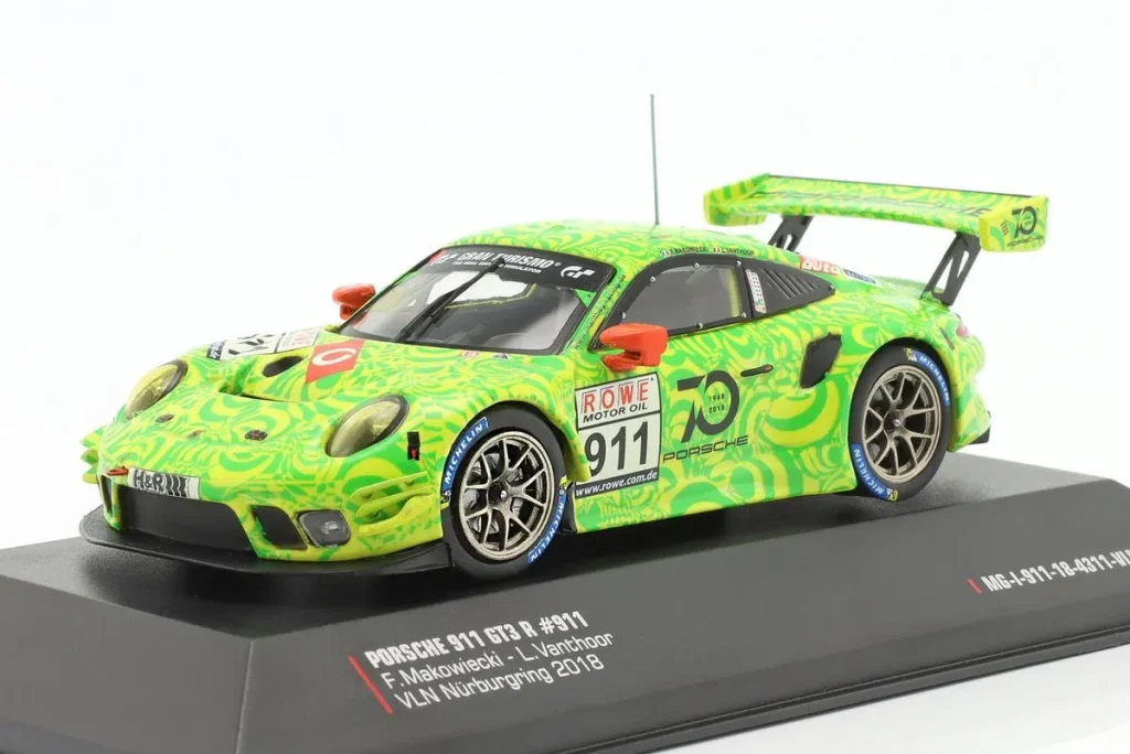 โมเดลรถ 1:43 Porsche 911 (991 II) GT3 R #911 Fred Makowiecki, Laurens Vanthoor VLN เนือร์บวร์กริง ปี 2018 Ixo CK89607 Signature