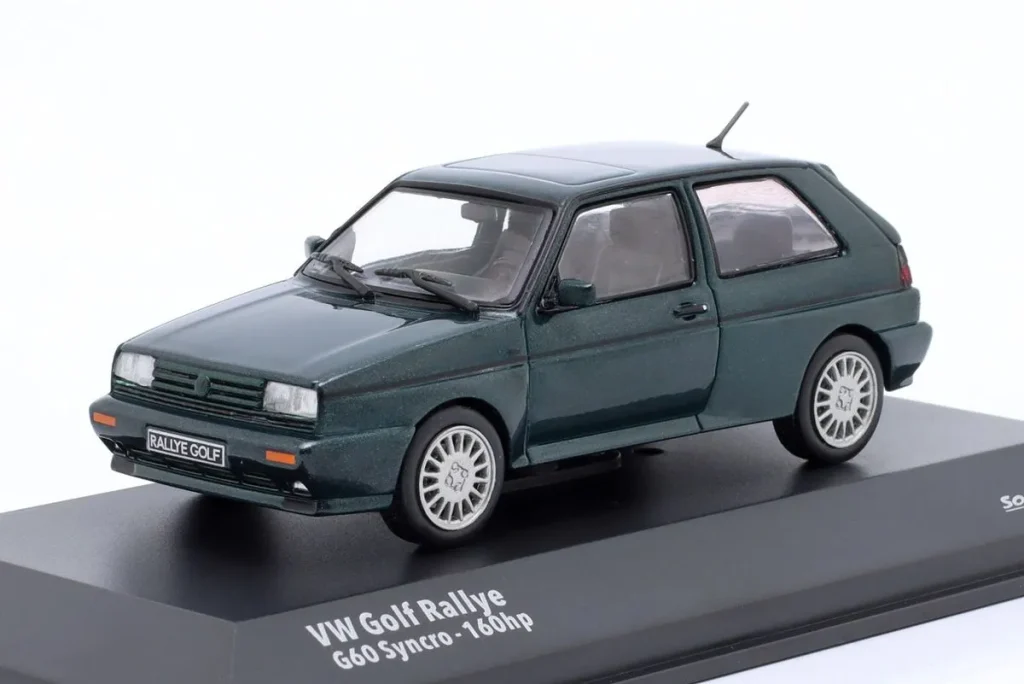 โมเดลรถ 1:43 Volkswagen VW Golf II แรลลี่ G60 Syncro 160PS ปี 1989 สีเขียวเข้มเมทัลลิก Solido