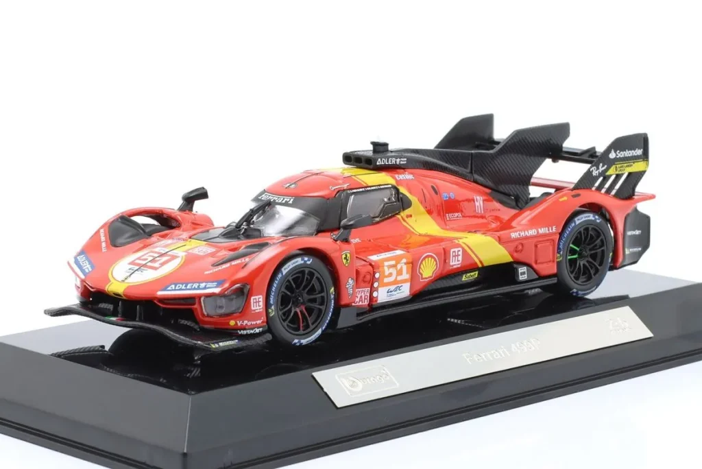 Model 1:43 Ferrari 499P #51 Alessandro Pier Guidi, James Calado, Antonio Giovinazzi winner 24h LeMans year 2023 Bburago 18-36312
