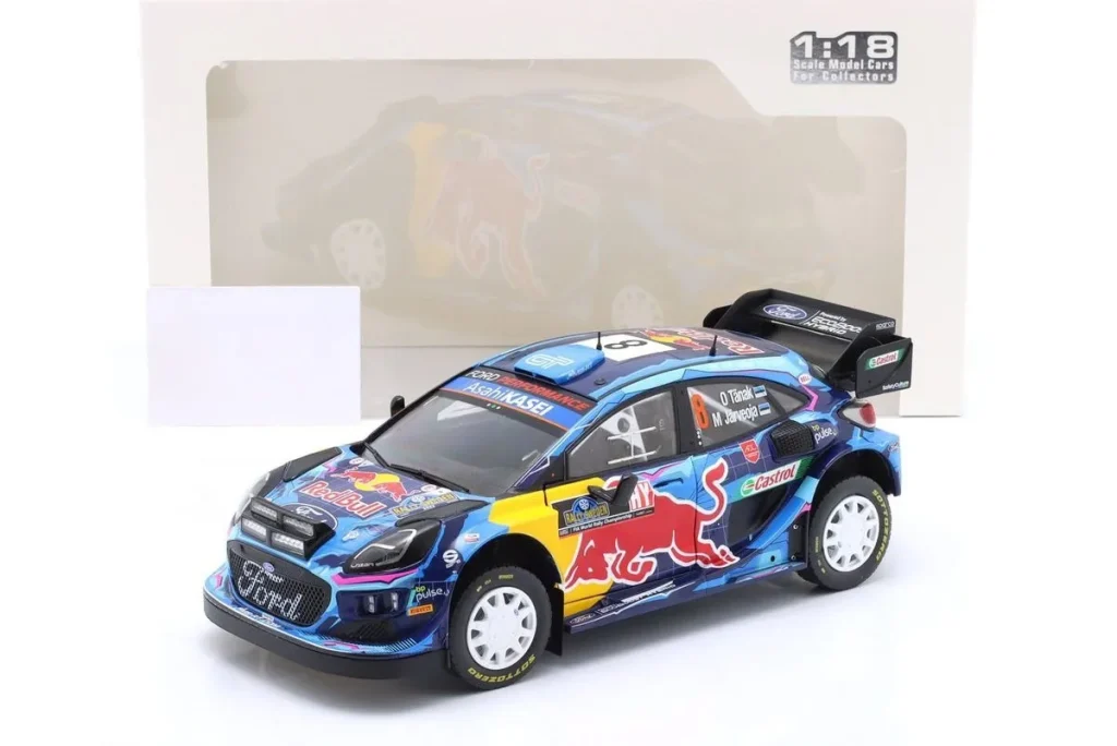 Model 1:18 Ford Puma Rally1 Hybrid #8 Ott Tänak, Martin Järveoja winner rally Schweden year 2023 Solido