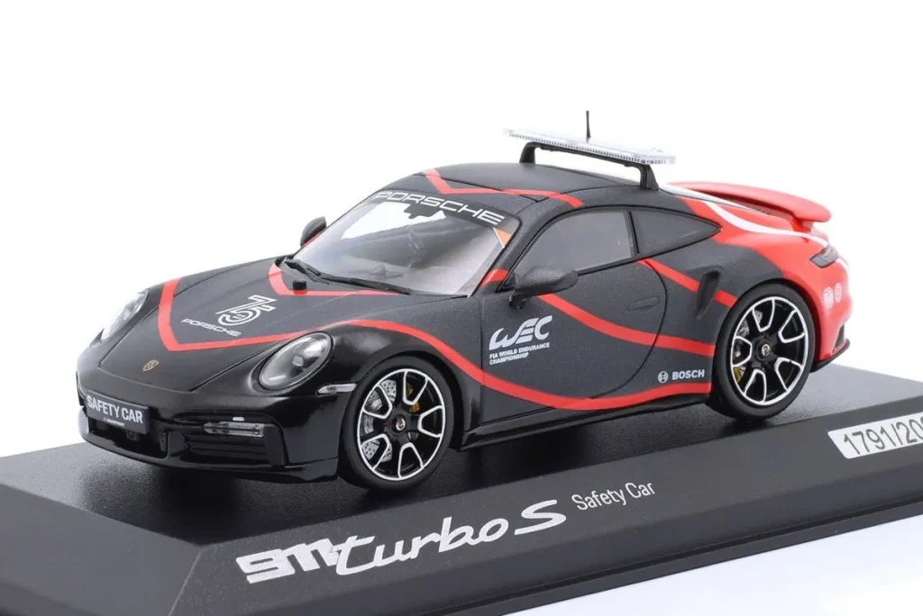 Model 1:43 Porsche 911 (992) Turbo S Safety Car FIA Langstrecken-Weltmeisterschaft (WEC) year 2023 Black / red Minichamps