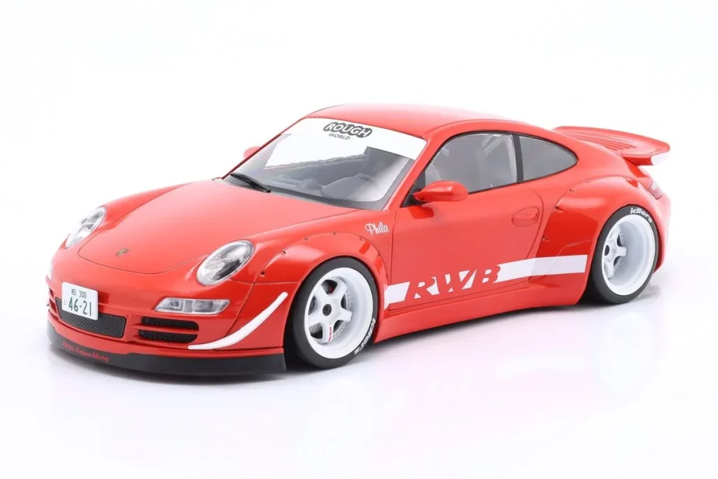 โมเดลรถ 1:18 Porsche 911 (997) RWB Rauh-Welt สีแดง / ขาว ล้อ Ixo