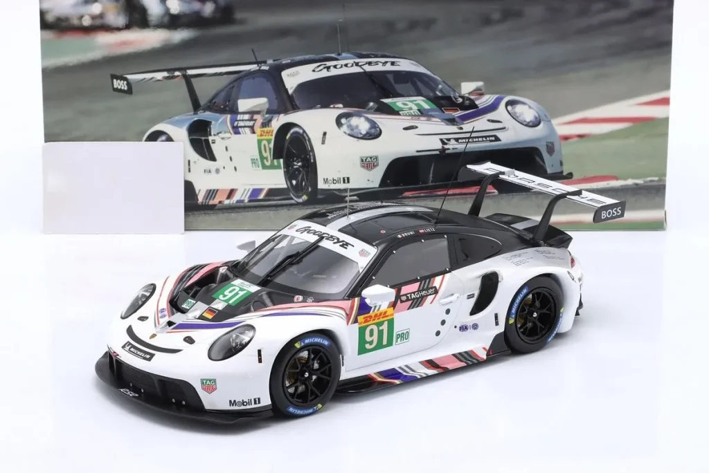 โมเดลรถ 1:18 Porsche 911 RSR-19 “Goodbye” #91 Gianmaria Bruni, Richard Lietz Letztes “Porsche”-การแข่งขัน / 8h Bahrain WEC ปี 2022 Ixo