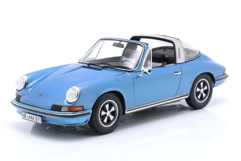 โมเดลรถ 1:18 Porsche 911 S targa ปี 1973 สีน้ำเงินเมทัลลิก Norev