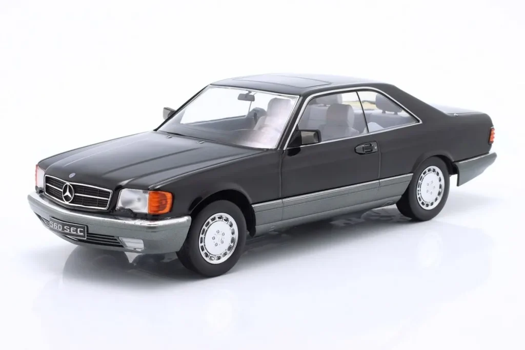 Model 1:18 Mercedes-Benz 500 SEC (C126) year 1985 Black KK-Scale