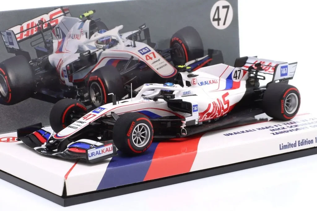โมเดลรถ 1:43 Haas VF-21 #47 Mick Schumacher Niederlande GP Zandvoort ฟอร์มูล่าวัน ปี 2021 Minichamps