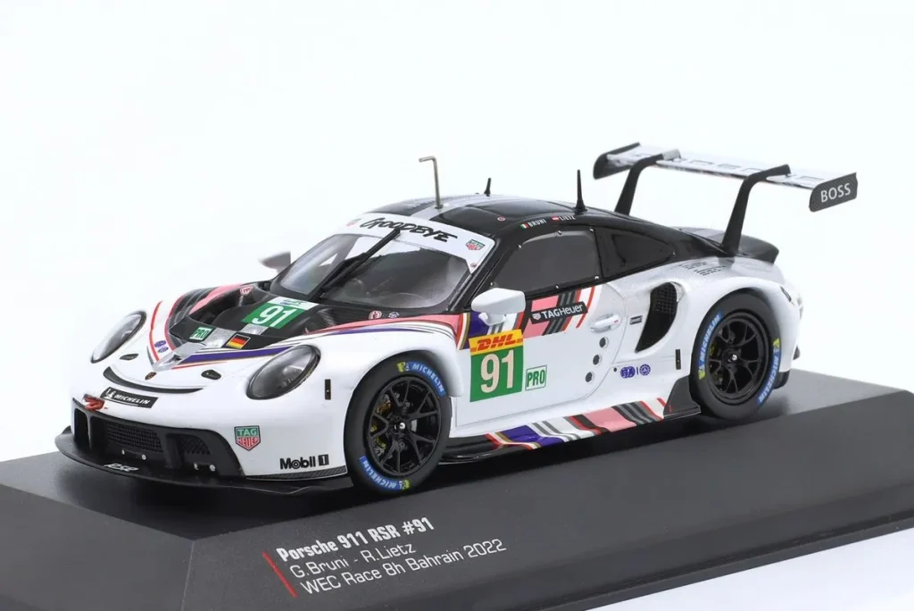 โมเดลรถ 1:43 Porsche 911 RSR-19 “Goodbye” #91 Gianmaria Bruni, Richard Lietz Letztes “Porsche”-การแข่งขัน / 8h Bahrain WEC ปี 2022 Ixo