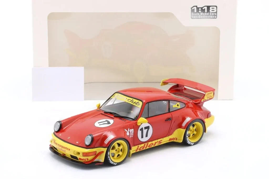 车型 1:18 Porsche 911 (964) RWB Rauh-Welt “Maty’s Idlers” #17 年 2016 红色 / 发黄 Solido