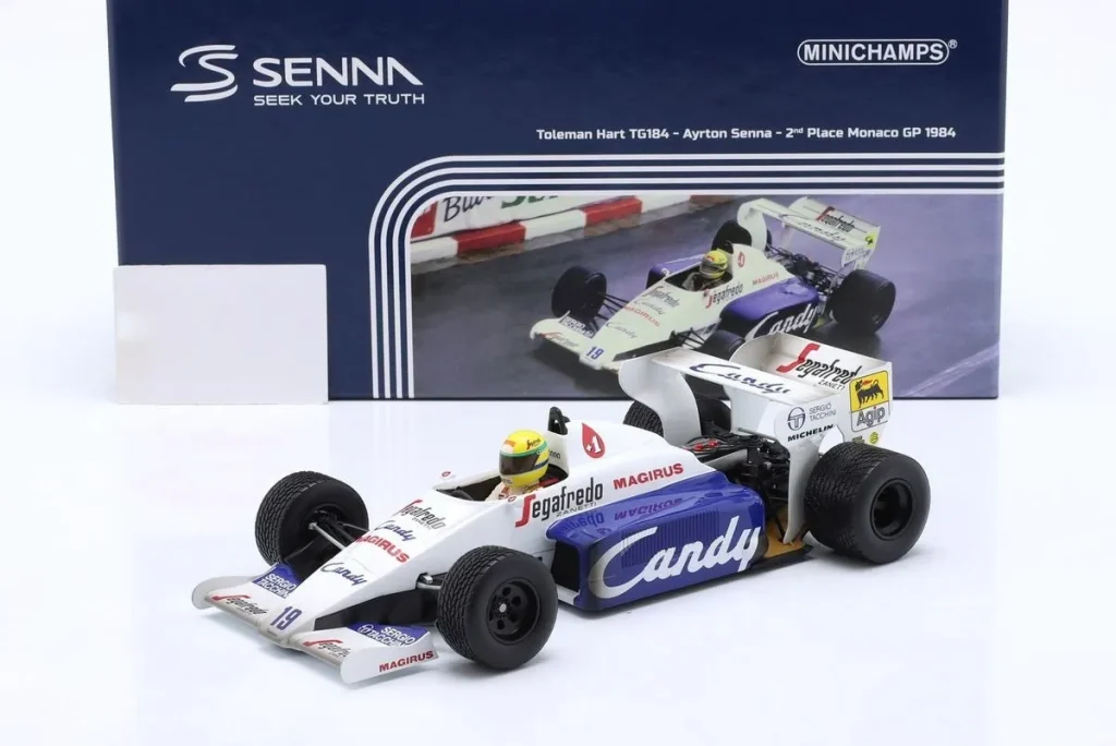 โมเดลรถ 1:18 Toleman Hart TG184 #19 Ayrton Senna ฟอร์มูล่าวัน ปี 1984 Minichamps