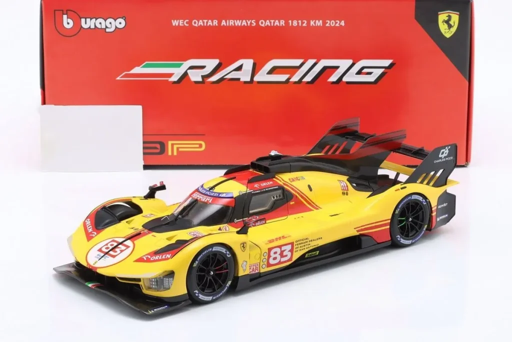 车型 1:18 Ferrari 499P #83 Robert Kubica, Robert Shwartzman, Yifei Ye 24 小时勒芒年 2024 Bburago