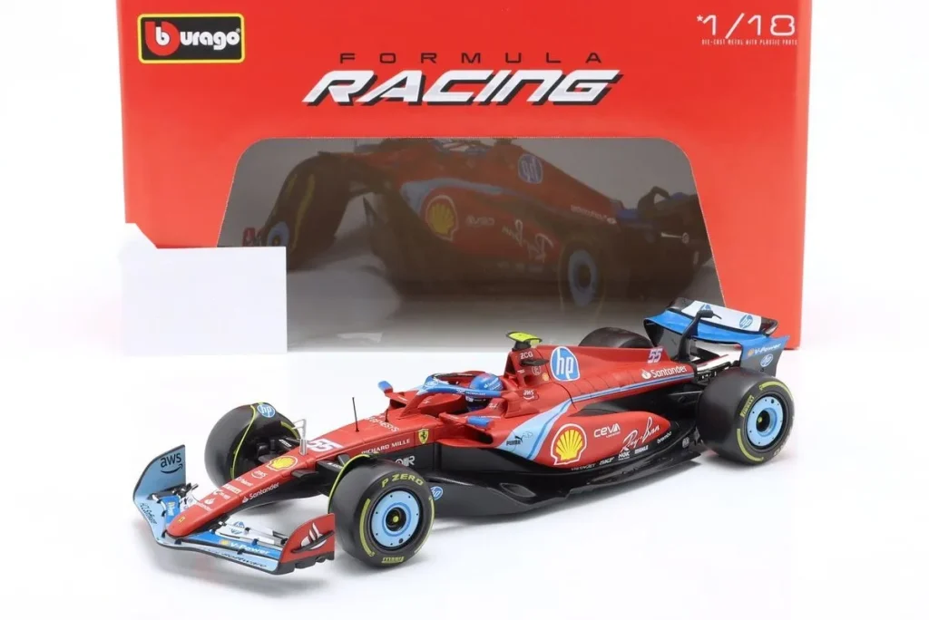 车型 1:18 Ferrari SF-24 #55 Carlos Sainz jr. 排名 5 Miami GP 一级方程式年 2024 Bburago