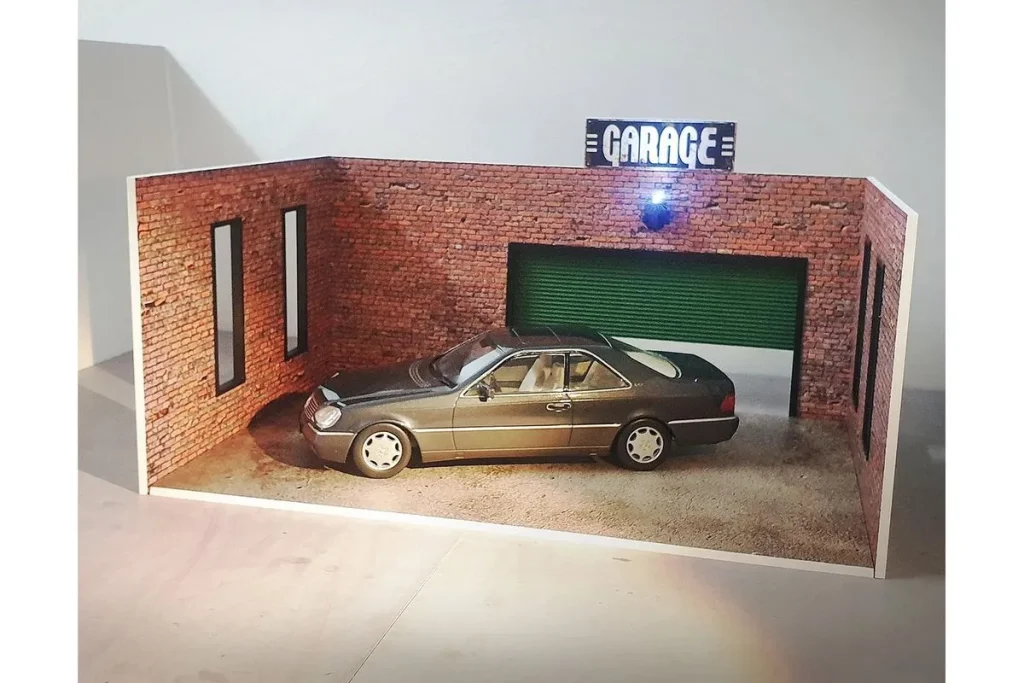 ไดโอรามา 1:18 Diorama-Bausatz Backstein Garagen Set เขียว Rolltor สีเขียว Dioramatoys