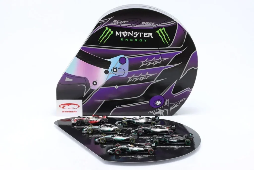 车型 1:43 7-Car Set Lewis Hamilton: 7-facher 一级方程式世界冠军 Lewis Hamilton 一级方程式 Minichamps