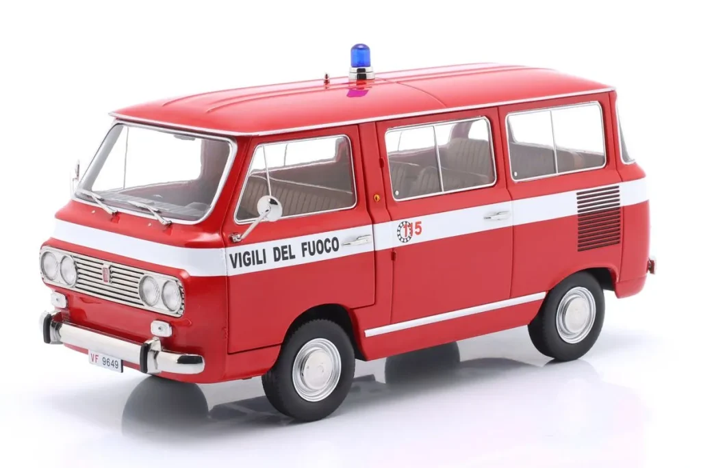 车型 1:18 Fiat 850 Familiare Vigili Del Fuoco (Feuerwehr) 年 1970 红色 Mitica