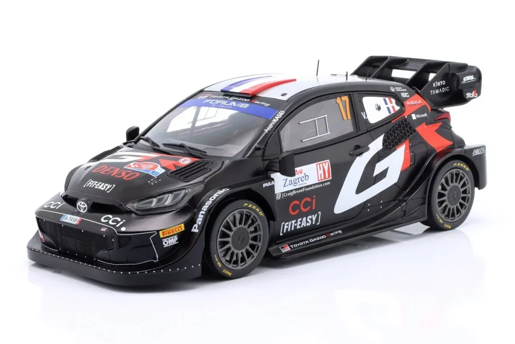โมเดลรถ 1:18 Toyota GR Yaris Rally1 #17 Sébastien Ogier, Vincent Landais ผู้ชนะ แรลลี่ Kroatien ปี 2024 Ixo