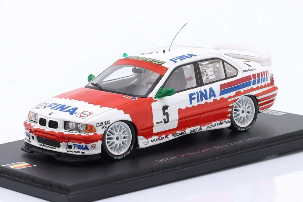 โมเดลรถ 1:43 BMW 318is #5 Jean-Michel Martin, Patrick Slaus, Altfrid Heger 24 ชั่วโมง สปา ปี 1994 Spark