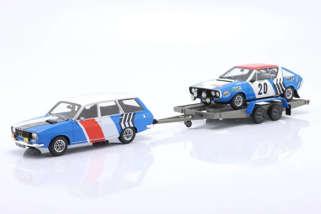 车型 1:18 Renault R17 Gordini #20 + Renault R12 Gordini Break Station wagon + Trailer Jean-François Piot, Jean De Alexandris 排名 5 拉力赛 Monte Carlo 年 1975 Ottomobile