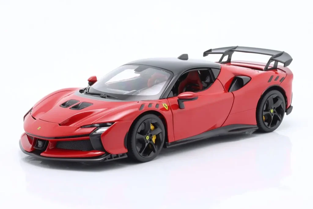 โมเดลรถ 1:18 Ferrari SF90 XX Stradale ปี 2024 สีแดง / แดง Sitze / ดำ Dach Bburago