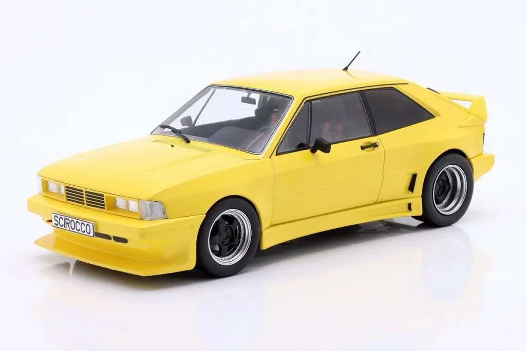 车型 1:18 Volkswagen VW Scirocco Rieger GTO 年 1980 黄色 ModelCarGroup
