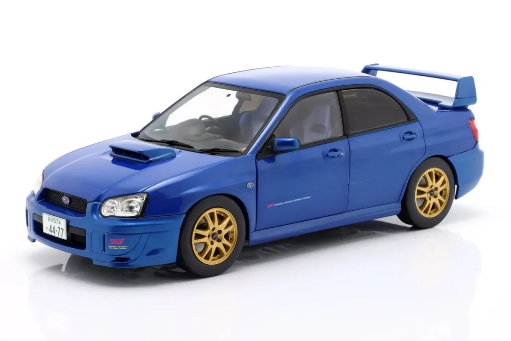Model 1:18 Subaru Impreza WRX STI year 2003 Colour sonic blue Solido