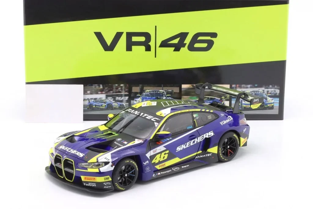 โมเดลรถ 1:18 BMW M4 GT3 #46 Valentino Rossi, Maxime Martin, Raffaele Marciello 4h Le Castellet ปี 2024 Minichamps
