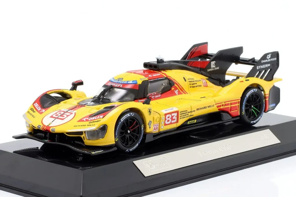 โมเดลรถ 1:43 Ferrari 499P #83 Robert Kubica, Robert Shwartzmann, Yifei Ye 24 ชั่วโมง เลอมังส์ ปี 2024 Bburago 18-36317