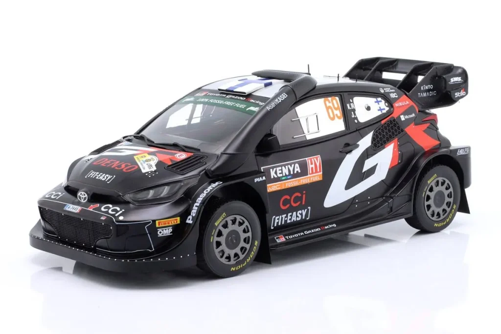 โมเดลรถ 1:18 Toyota GR Yaris Rally1 Hybrid #69 Kalle Rovanperä, Jonne Halttunen ผู้ชนะ Safari แรลลี่ Kenia ปี 2024 Ixo
