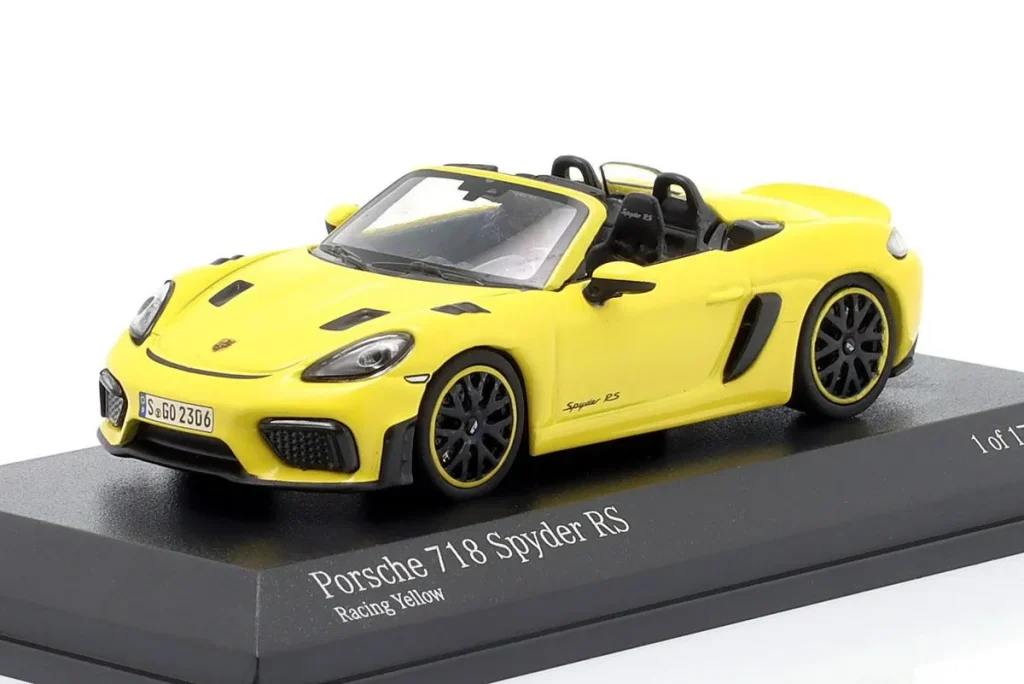 โมเดลรถ 1:64 Porsche 718 (982) Spyder RS ปี 2023 สี racing เหลือง Tarmac Works