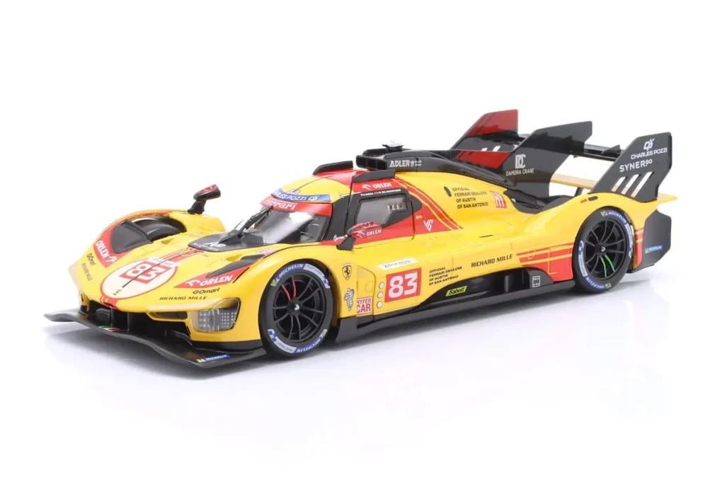 车型 1:24 Ferrari 499P #83 Robert Kubica, Robert Shwartzmann, Yifei Ye 24 小时勒芒年 2024 Bburago