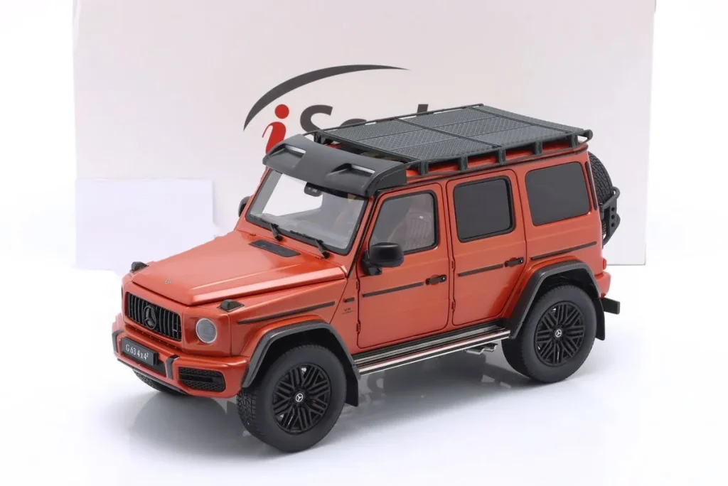 โมเดลรถ 1:18 Mercedes-Benz AMG G63 (W463) 4×4 ปี 2022 สี G Manufaktur ส้ม magno iScale