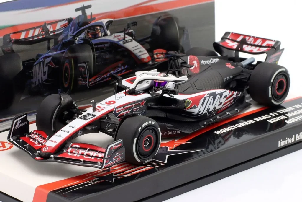 โมเดลรถ 1:43 Haas VF-23 #20 Kevin Magnussen USA GP (Austin) ฟอร์มูล่าวัน ปี 2023 Minichamps