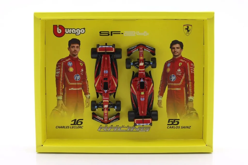 โมเดลรถ 1:43 Ferrari SF-24 #16 Charles Leclerc, Carlos Sainz jr. ฟอร์มูล่าวัน ปี 2024 Bburago