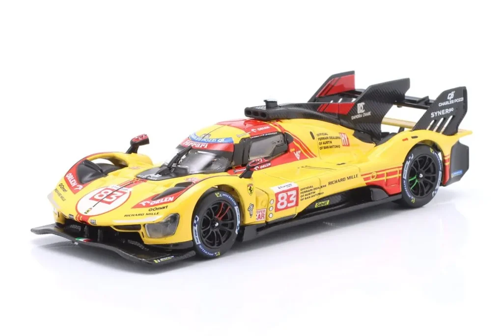 车型 1:43 Ferrari 499P #83 Robert Kubica, Robert Shwartzmann, Yifei Ye 24 小时勒芒年 2024 Bburago 18-36322#83