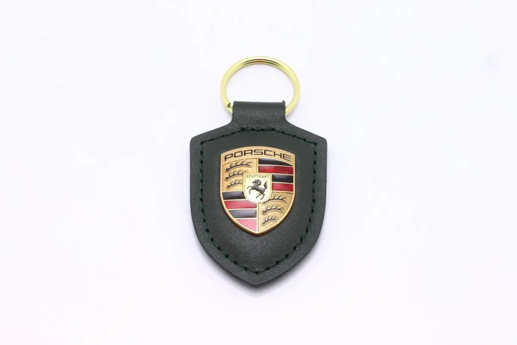พวงกุญแจ Leder- Porsche Wappen oak สีเขียวเมทัลลิก