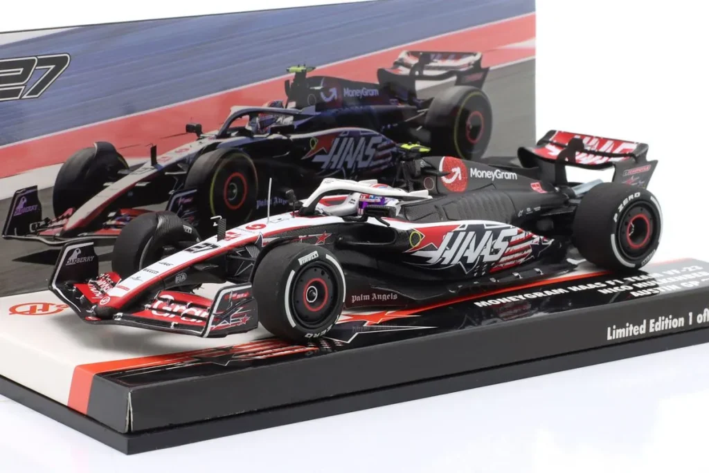 โมเดลรถ 1:43 Haas VF-23 #27 Nico Hülkenberg 11th USA GP (Austin) ฟอร์มูล่าวัน ปี 2023 Minichamps