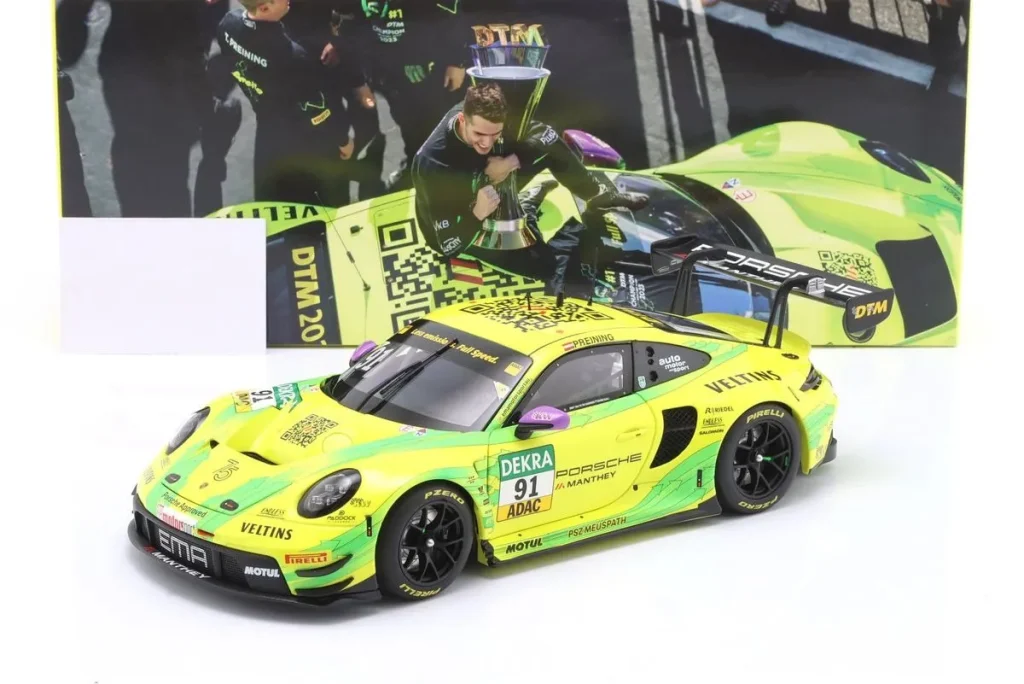โมเดลรถ 1:18 Porsche 911 GT3 R #91 “Grello” Thomas Preining Doppelsieger Hockenheim (Lauf 1 & 2) / DTM Champion ปี 2023 Minichamps MG-M-911-DTM-#91-23-1801