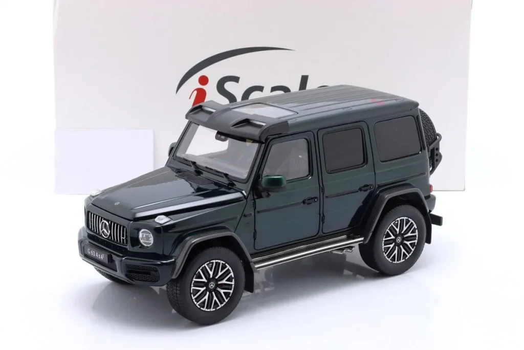 โมเดลรถ 1:18 Mercedes-Benz AMG G63 (W463) 4×4 ปี 2022 สีเขียวเมทัลลิก iScale
