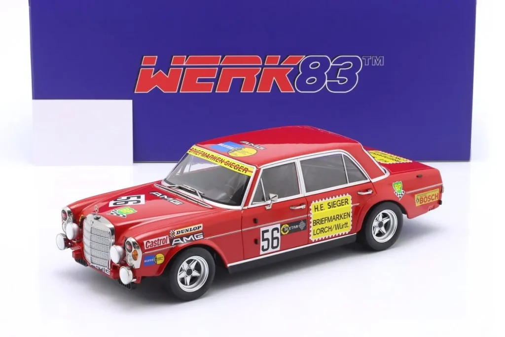 车型 1:18 Mercedes-Benz 300 SEL 6.8 “Rote Sau” #56 Hans Heyer 200 Meilen Nürnberg WERK83