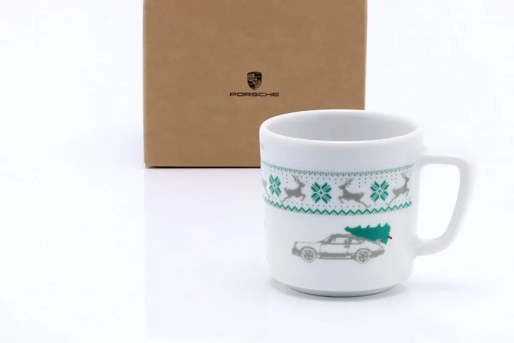 ของที่ระลึก Porsche Espresso-Sammlertasse Nr. 1 / Weihnachtsedition สีขาว / เทา / น้ำเงิน