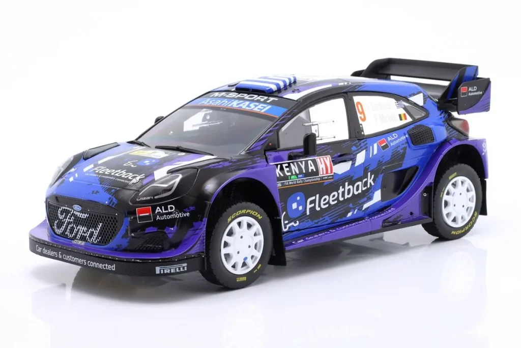โมเดลรถ 1:18 Ford Puma Rally1 #9 Jourdan Serderidis, Frédéric Miclotte อันดับ 7 แรลลี่ Safari ปี 2022 Solido