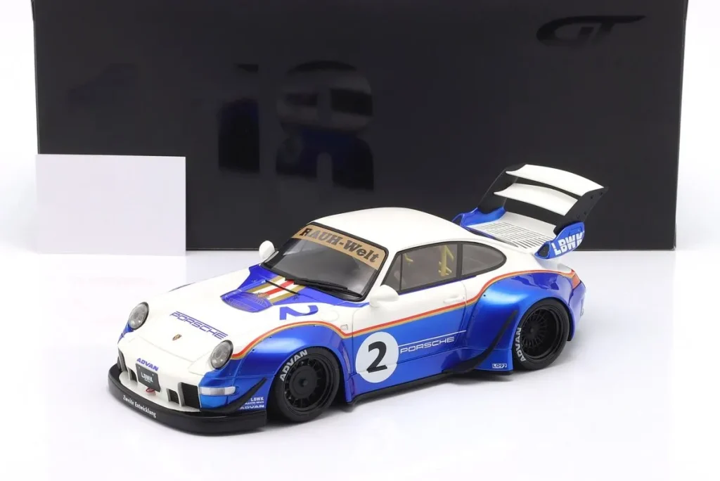 โมเดลรถ 1:18 Porsche RWB X LB Walk Rauh-Welt 2023 #2 ปี 2023 สีน้ำเงิน / ขาว GT-SPIRIT