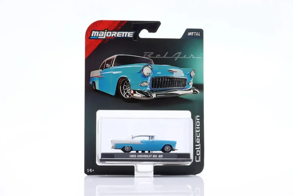 โมเดลรถ 1:64 Chevrolet Bel Air ปี 1955 สีฟ้าอ่อน / ขาว Majorette